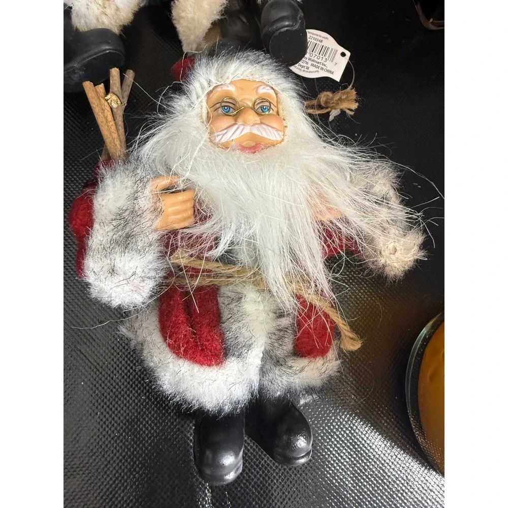 Lot of 8 Holiday Time‎ Santa Claus Christmas Ornaments Red White Faux Fur NWT